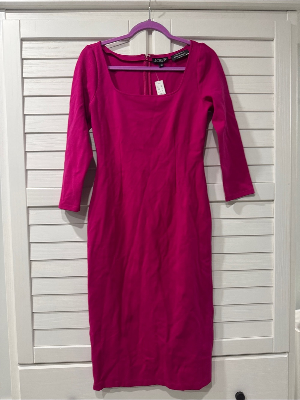 J. Crew Hot Pink Scoop-Neck Midi Dress